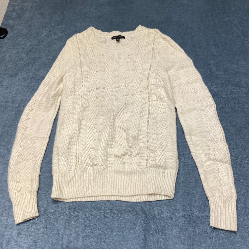 Banana Republic Sweater Womens Medium Off White Cable Knit Ribbed Winter Cozy